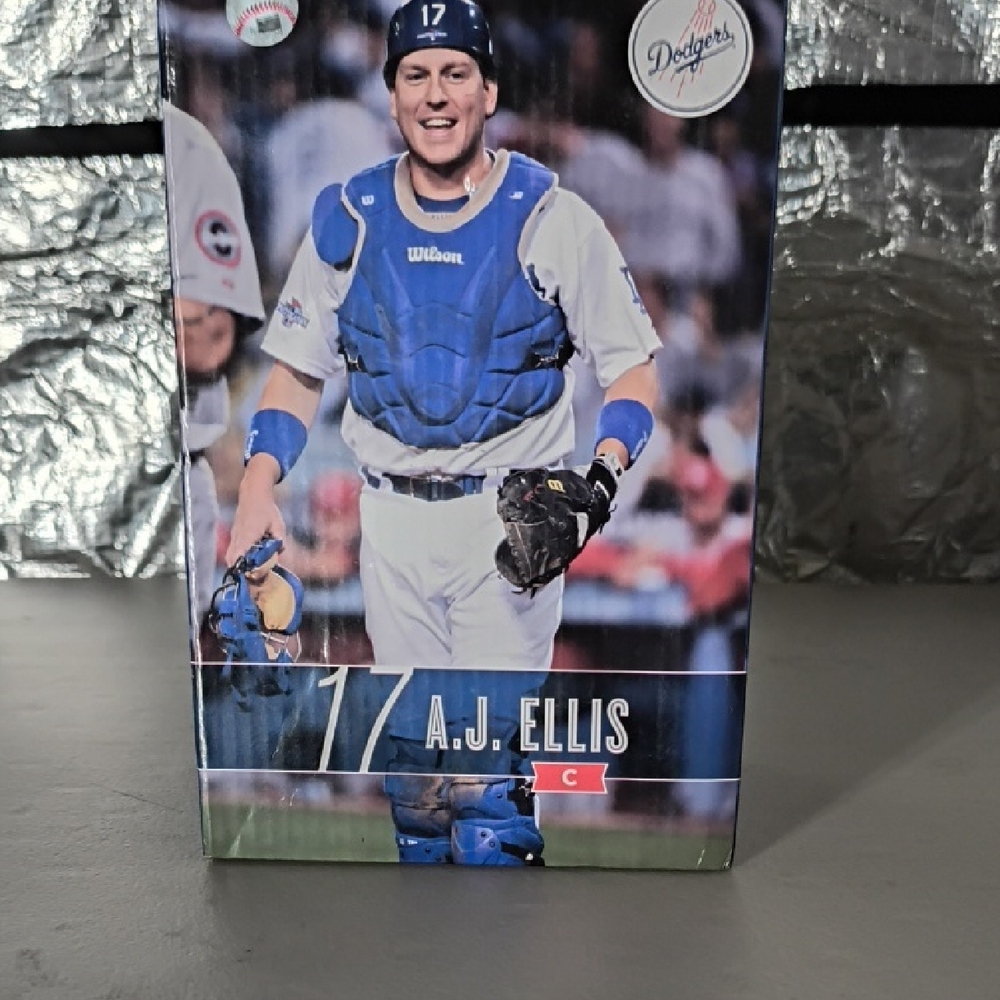 A.J. Ellis Dodgers Baseball Figure Box - Blue & White